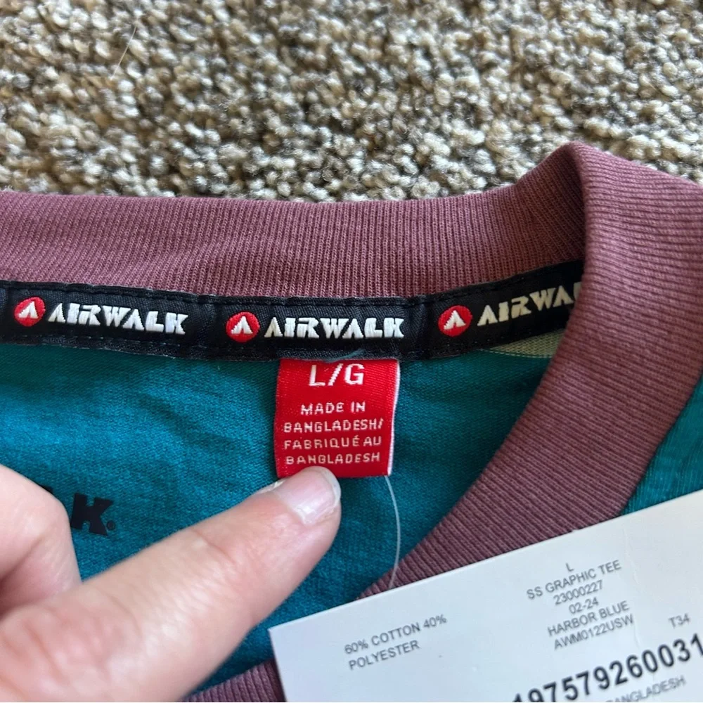 [Airwalk] NWT Teal and Blue Striped Ringer Tee - Picture 5 of 8